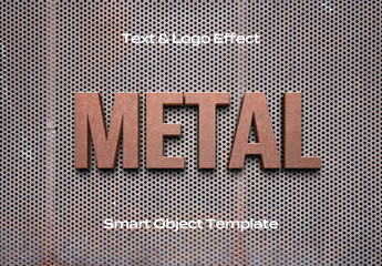 Metal Sign Chrome Steel Text Logo Style Effect Mockup Logotype Template Shape