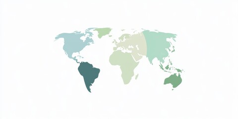Obraz premium World Map in Pastel Green and Blue Hues Geographic Representation Global Cartography Design