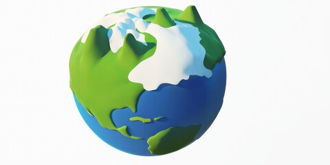 Fototapeta premium Low Poly Earth Globe Green Landmasses and Blue Oceans A Stylized World in 3D Rendering