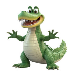Fototapeta premium Friendly animated alligator character standing with a cheerful expression in a colorful cartoon style
