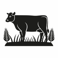 Vector silhouette of Black and White cow for your design