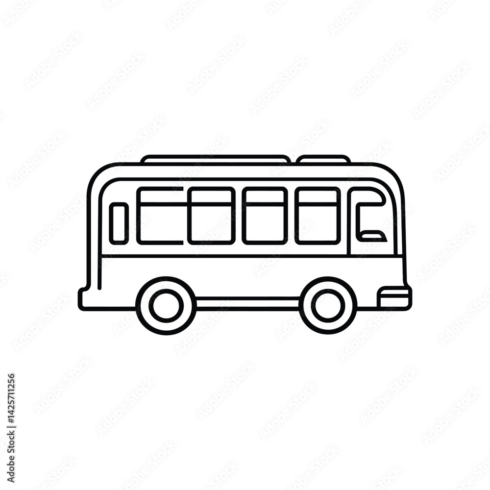 Poster simple bus outline icon with rounded edges on transparent background