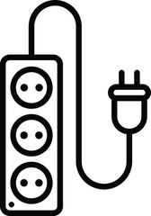 power strip icon. an electrical plug and four sockets. icon in trendy style. isolated. Vector illustration