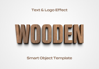 Wood Texture Wall Sign 3D Text Logo Style Effect Mockup Logotype Template Shape