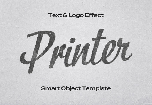 Print Printer Paper Text Logo Style Effect Mockup Logotype Template Shape