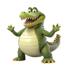 Fototapeta premium Cartoon crocodile character posing cheerfully in a fun and playful manner for children