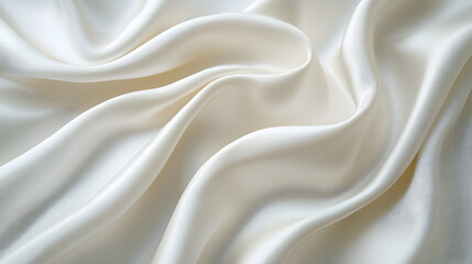 Obraz premium Elegant satin fabric draped horizontal pure white background textile photography soft texture detailed view
