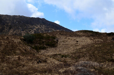 Scenic Blue Skies Over the Rugged Hills of Ireland
