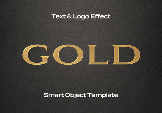 Rich Gold Black Text Logo Style Effect Mockup Logotype Template Shape