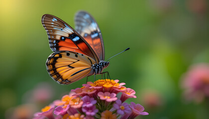 Fototapeta premium Beautiful butterfly on flower