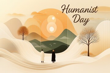A thoughtful and balanced horizontal illustration for Humanist Day