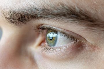 Obraz premium close up of human eye showcasing intricate details, including iris and eyelashes, reflecting light beautifully