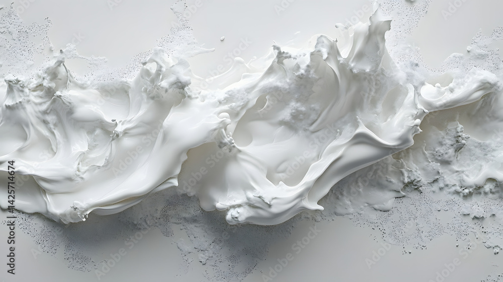 Aufkleber dynamic creamy texture splash abstract art horizontal pure white background artistic view fluidity c