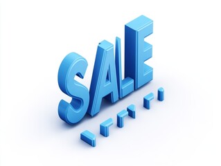 3D blue sale text on white background