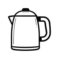 Obraz premium Simple Stainless Steel Kettle Outline with Handle Isolated on Transparent Background