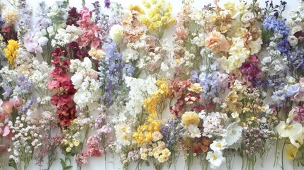 Colorful flower arrangement in rainbow hues.