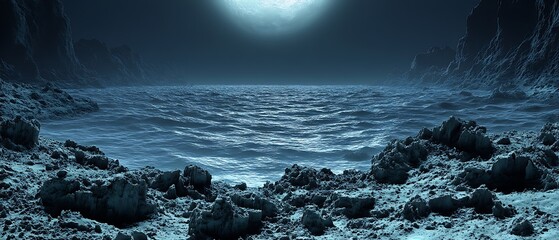 Alien Moonlit Coastline