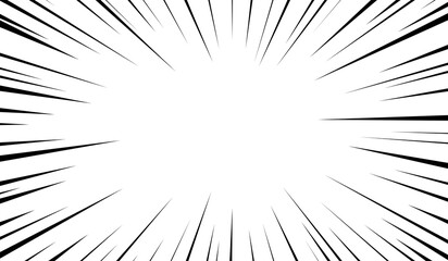 Obraz premium Line comic. Concentration effect lines. Velocity light ray. Halftone speed. Cartoon pop art. Black color anime zoom isolated on white background. Manga movement. Backdrop action. Vector illustration