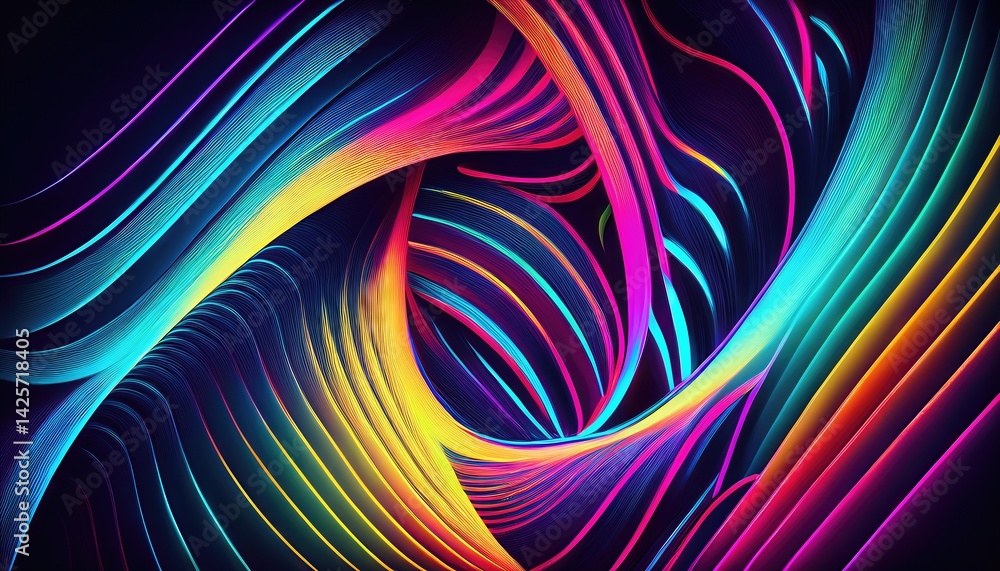 Poster vibrant neon dance in the shadows a mesmerizing display of kinetic color and motion, illuminating th