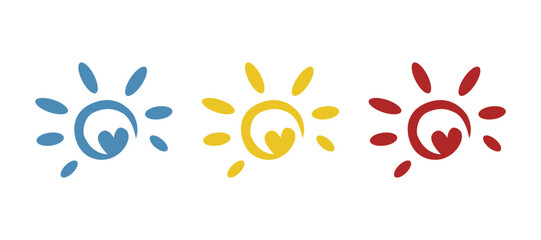 sun icon, summer, heat, on a white background, vector illustration