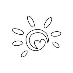 sun icon, summer, heat, on a white background, vector illustration
