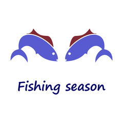 Fishing season icon on white background, vector illustration