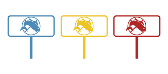 fishing season closed icon on white background, vector illustration