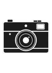 Digital camera black linear and silhouette icons