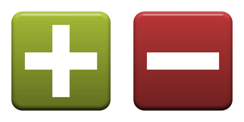 Fototapeta premium Buttons rot und grün zeigen Plus und Minus