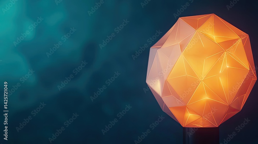 Poster Polygon lightbulb showing technology-driven lamp concept. A modern geometric lamp design illuminating a calming space.