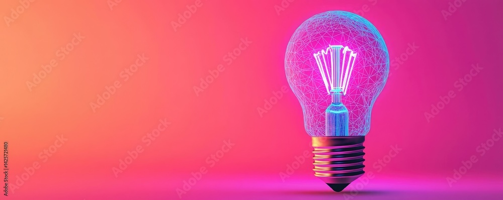Aufkleber polygon lightbulb showing technology-driven lamp concept. a vibrant light bulb glowing against a col