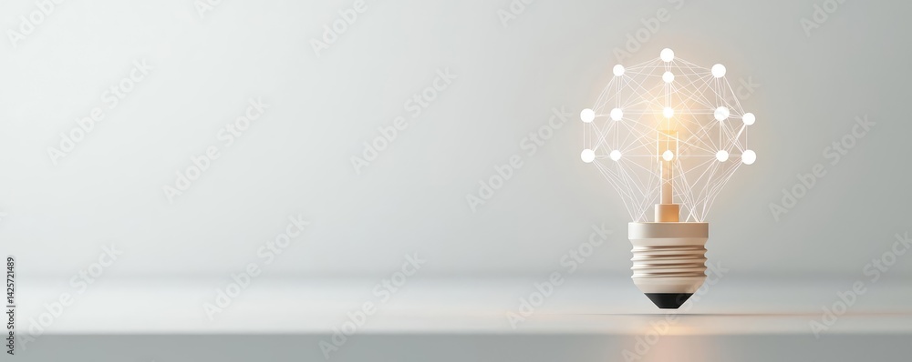 Aufkleber polygon lightbulb featuring business network technology concept. an innovative light bulb design glo
