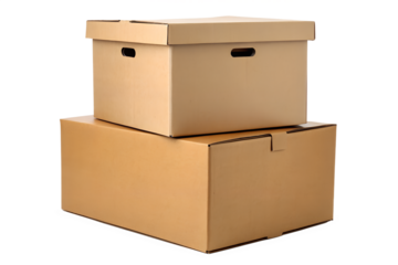 Cardboard storage boxes stacked for organization and storage needs