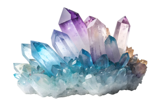 Vibrant crystal cluster with shades of blue and purple