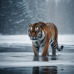 Obraz premium Siberian Tiger in the snow