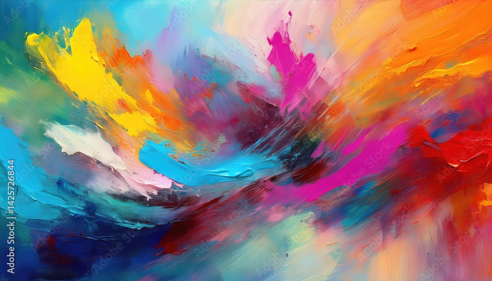 Poster vibrant abstract artistry a dynamic exploration of color and texture in modern art, showcasing intri