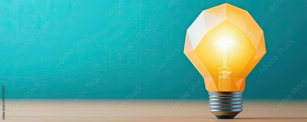 Poster polygon lightbulb showing technology-driven lamp concept. a creative light bulb shining with vibrant