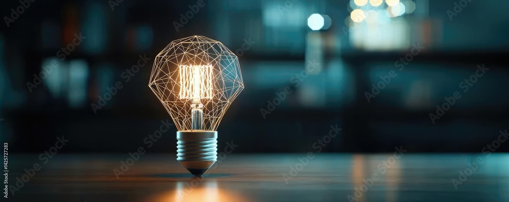 Aufkleber polygon lightbulb showing technology-driven lamp concept. stylish light bulb illuminating a modern w