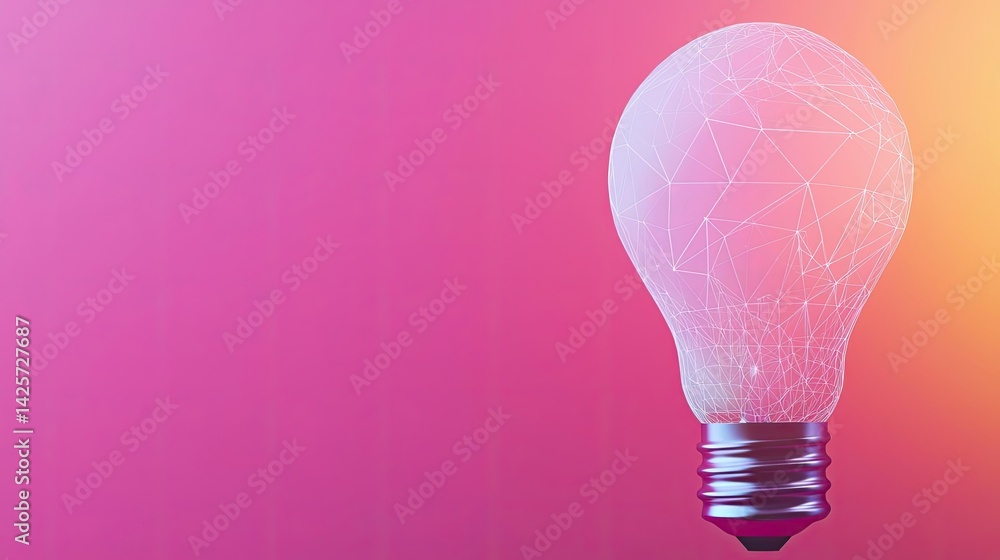 Poster polygon lightbulb featuring business network technology concept. a glowing light bulb symbolizing in