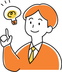 ひらめいた人　スーツの男性のイラスト
