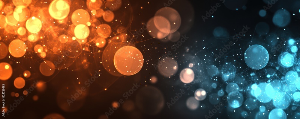 Poster abstract background with bokeh effect featuring orange and blue color gradients.