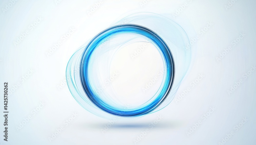 Poster blue ring with blurred edges on a white background abstract design element.