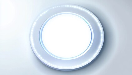 Circular light switch or button with a white center and blue rim.