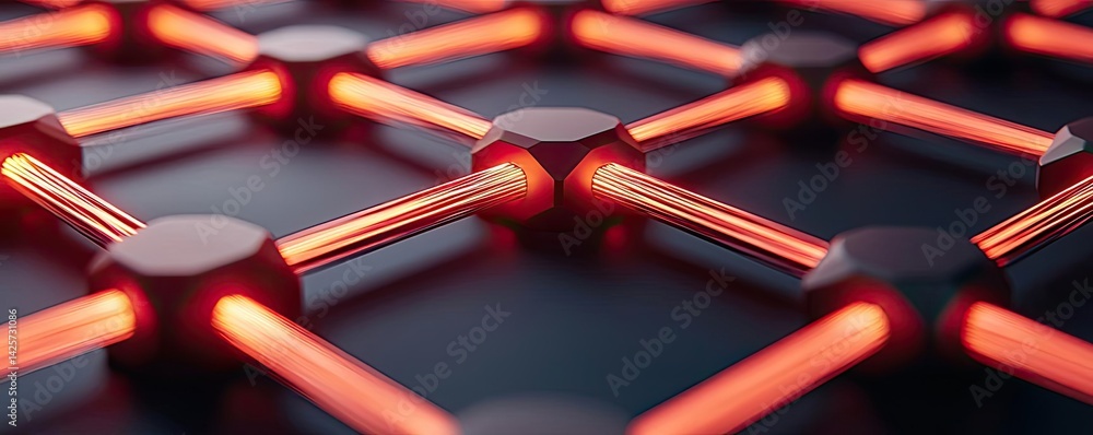Poster lights of glowing fiber optic cables in futuristic network concept. futuristic close-up of a glowing