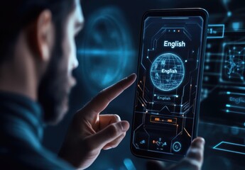 Person using phone with overlay