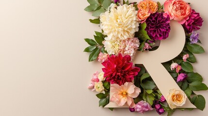 Obraz premium Elegant Floral Letter Arrangement with Colorful Flowers and Greenery