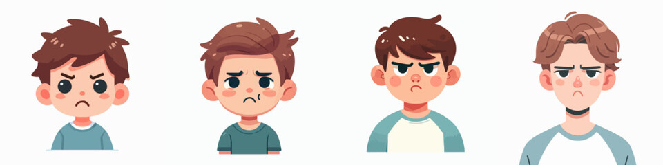 set vector kid with annoyed face