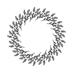 Doodle Floral Wreath on white background