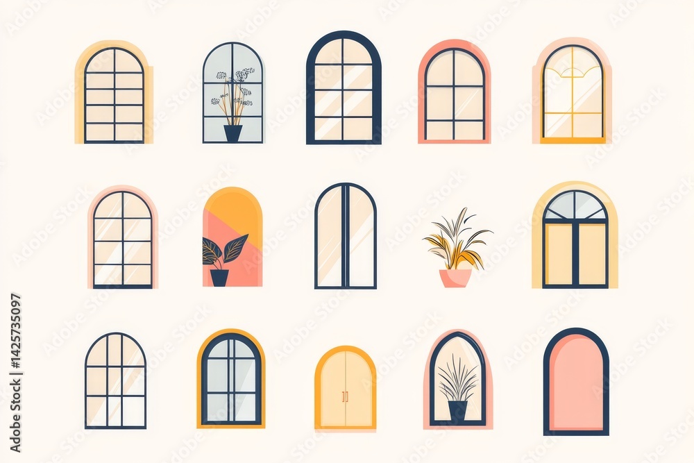 Poster a contemporary collection of design elements and illustrations presented in a simple linear style
