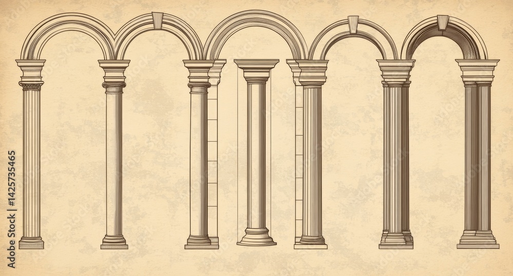 Poster a contemporary collection of design elements and illustrations, characterized by a simple linear aes